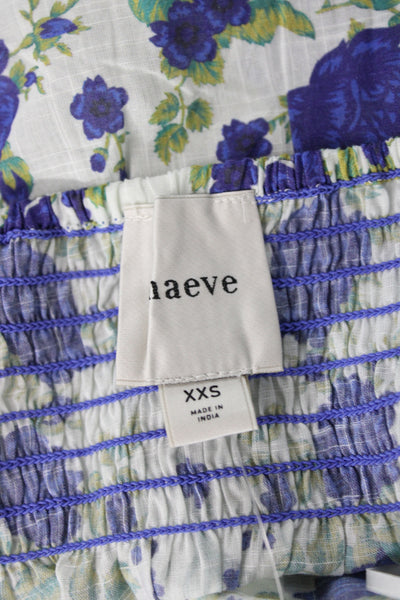 Maeve Anthropologie Women Camisole Blue Floral Square Neck Cotton Size 2XS