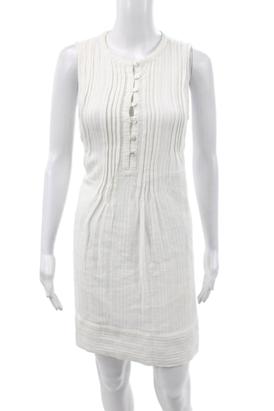 Faherty Women White Striped Cotton Shift Dress Sleeveless Size XS