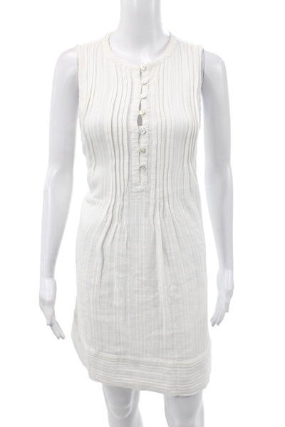 Faherty Women White Striped Cotton Shift Dress Sleeveless Size XS