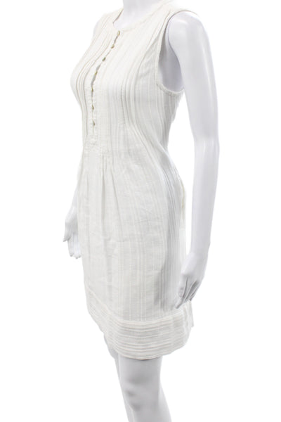 Faherty Women White Striped Cotton Shift Dress Sleeveless Size XS