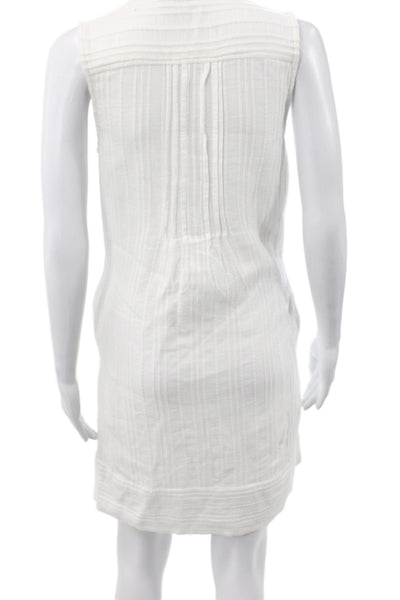Faherty Women White Striped Cotton Shift Dress Sleeveless Size XS