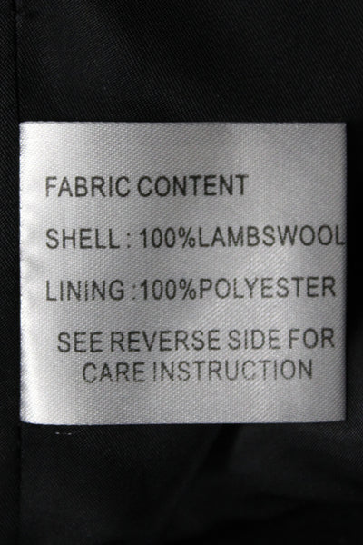 Designer Womens Black Lambswool Overcoat Button Plus Size 18