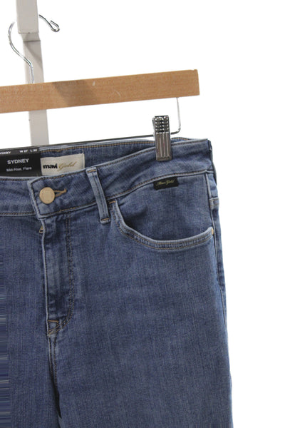 Mavi Women Flared Jeans Blue Cotton Mid Rise Size 27