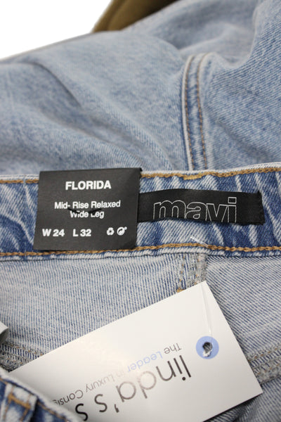 Mavi Womens Wide Leg High Rise Blue Jeans Cotton Size 24