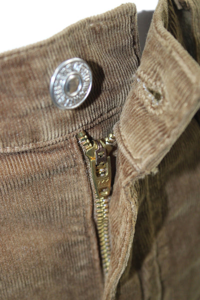 Citizens of Humanity Women Cropped Brown Pants Button Solid Cotton Size 27