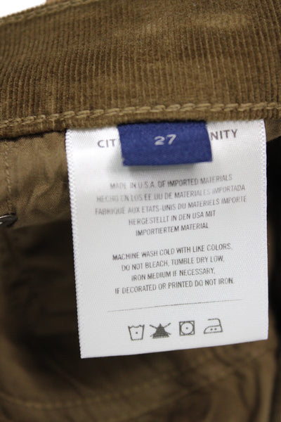 Citizens of Humanity Women Cropped Brown Pants Button Solid Cotton Size 27