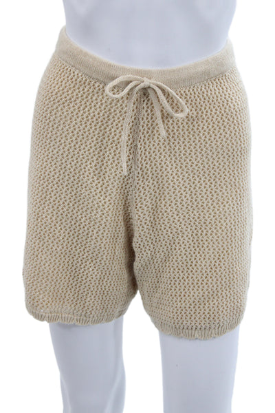 DH New York Women Sweat Shorts Beige Drawstring Jutecell Beach Size M