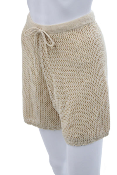 DH New York Women Sweat Shorts Beige Drawstring Jutecell Beach Size M
