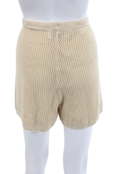 DH New York Women Sweat Shorts Beige Drawstring Jutecell Beach Size M