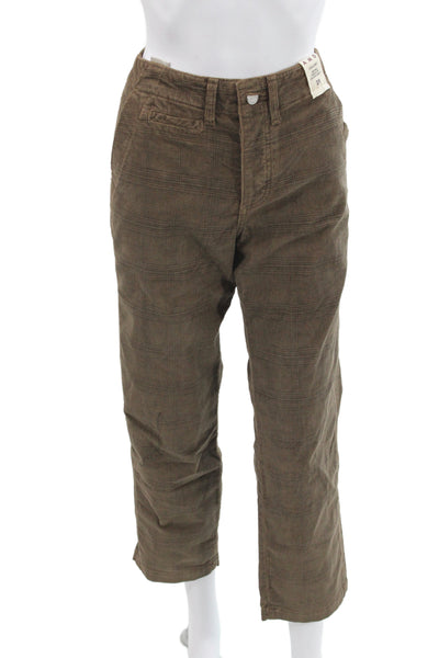 Amo Women Cropped Plaid Cotton Pants Brown Size 26