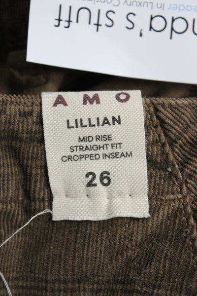 Amo Women Cropped Plaid Cotton Pants Brown Size 26