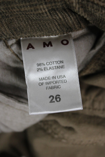 Amo Women Cropped Plaid Cotton Pants Brown Size 26