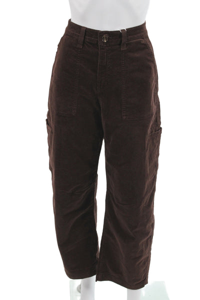 AG Womens Cargo Pants Brown Button 98% Cotton Inseam 29 Size 25