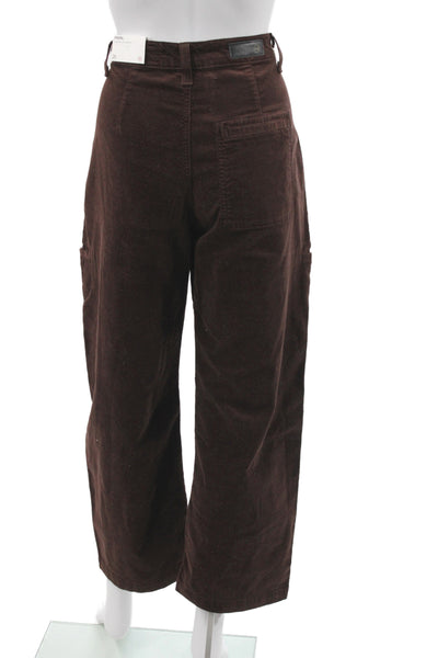 AG Womens Cargo Pants Brown Button 98% Cotton Inseam 29 Size 25