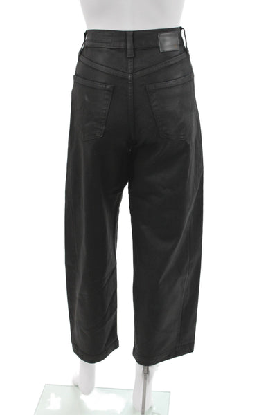 AG Womens Cropped Black Cotton Jeans Button Size 25