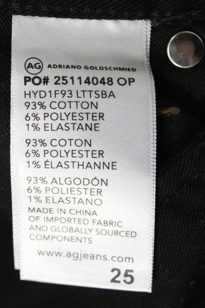 AG Womens Cropped Black Cotton Jeans Button Size 25