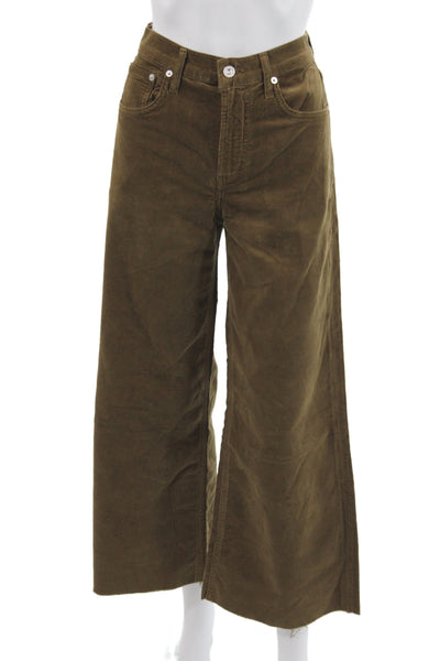 Citizens of Humanity Women Cropped Brown Cotton Pants Size 25