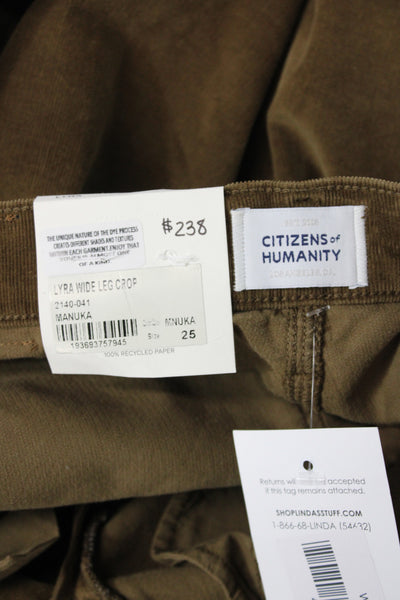 Citizens of Humanity Women Cropped Brown Cotton Pants Size 25
