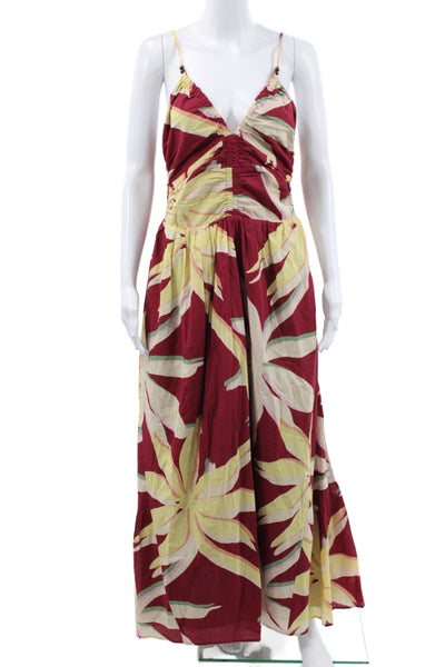Rails Womens Red Floral Maxi Dress V Neck Sleeveless Cotton Tropical Size M