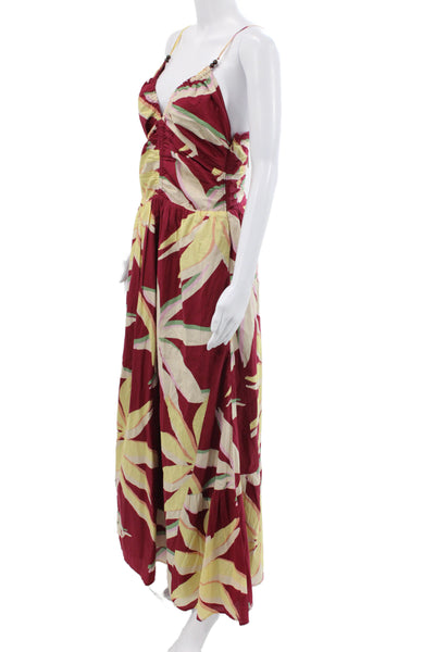 Rails Womens Red Floral Maxi Dress V Neck Sleeveless Cotton Tropical Size M