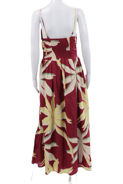 Rails Womens Red Floral Maxi Dress V Neck Sleeveless Cotton Tropical Size M