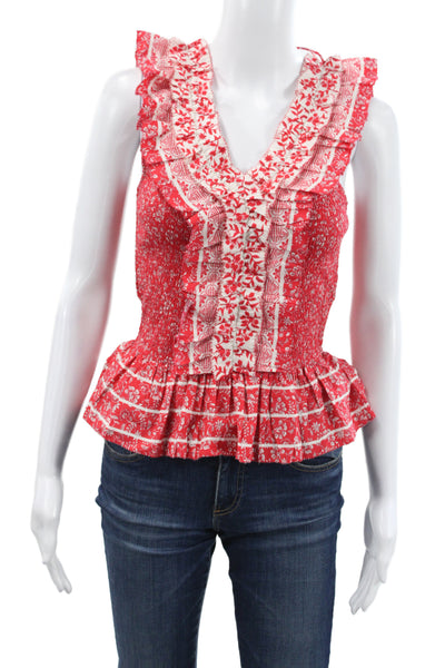 Love The Label Womens Pink Floral V Neck Tie Camisole Blouse Cotton Size S