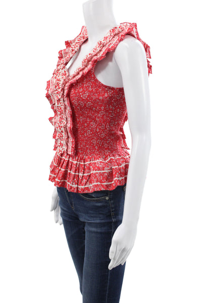 Love The Label Womens Pink Floral V Neck Tie Camisole Blouse Cotton Size S