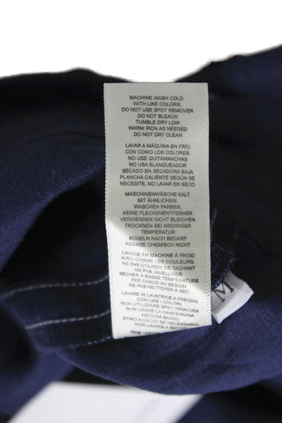 Bella Dahl Women Basic Linen Sleeveless Tank Blue Round Neck Button Size M