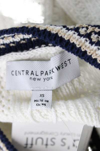 Central Park West Womens White Striped Cardigan Cotton Long Sleeve Size XS