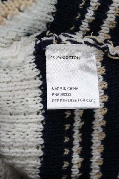 Central Park West Womens White Striped Cardigan Cotton Long Sleeve Size XS