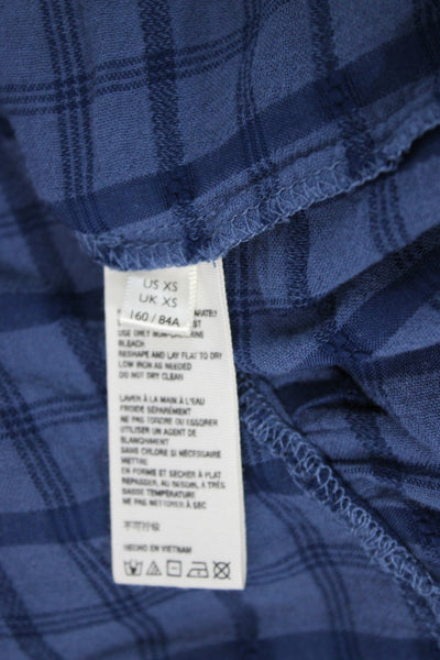 Free People Women Maxi Plaid Button Long Sleeve Dress Blue Size XS