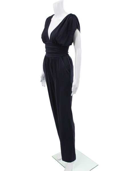 Susana Monaco Womens Jumpsuit Blue V Neck Short Sleeve Summer Size S