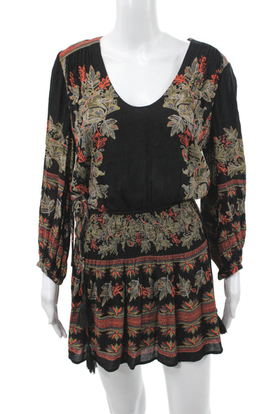 Free People Womens Black Blouson V-Neck Long Sleeve Mini Dress Size XS