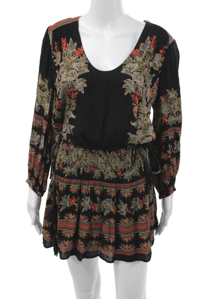 Free People Womens Black Blouson V-Neck Long Sleeve Mini Dress Size XS