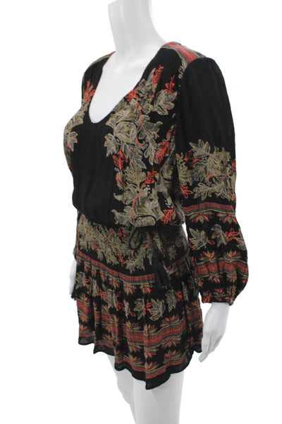 Free People Womens Black Blouson V-Neck Long Sleeve Mini Dress Size XS