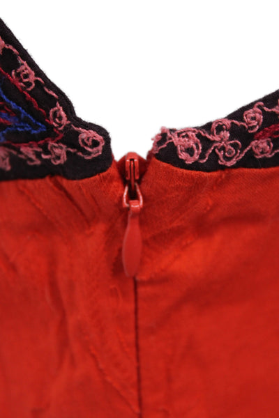Free People Womens Red Floral Mini Dress Square Neck Sleeveless Size 8
