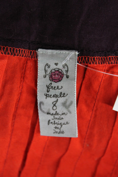 Free People Womens Red Floral Mini Dress Square Neck Sleeveless Size 8