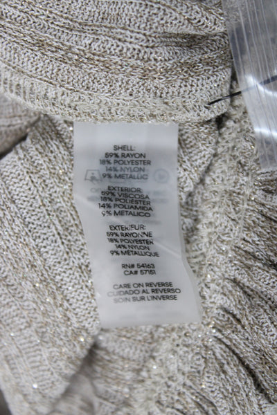 BCBG Paris Womens Cardigan Beige Striped Metallic Long Sleeve Size XS