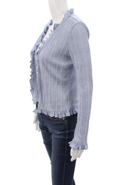 BCBG Paris Womens Blue V-Neck Cardigan Long Sleeve Solid Rayon Size XS