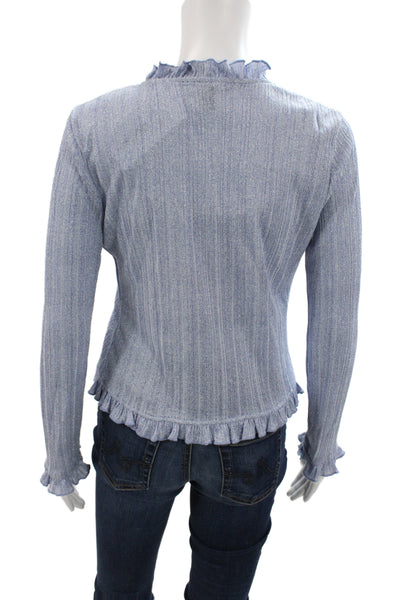 BCBG Paris Womens Blue V-Neck Cardigan Long Sleeve Solid Rayon Size XS