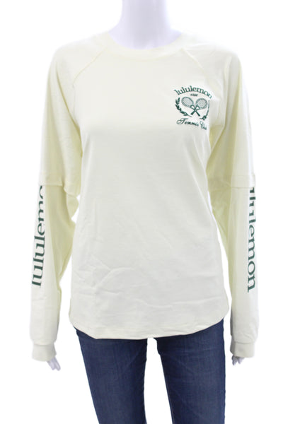 Lululemon Womens Pullover Yellow Long Sleeve Crew Neck Tennis Size 10