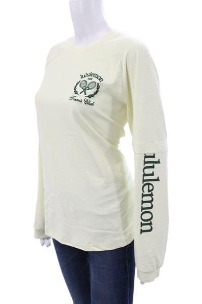 Lululemon Womens Pullover Yellow Long Sleeve Crew Neck Tennis Size 10