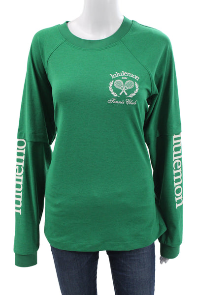 Lululemon Women Pullover Long Sleeve Crew Neck Green Tennis Size 10