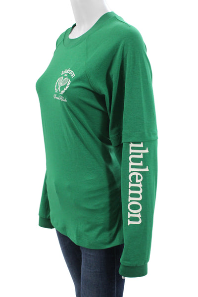 Lululemon Women Pullover Long Sleeve Crew Neck Green Tennis Size 10