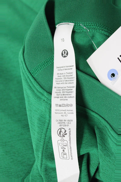 Lululemon Women Pullover Long Sleeve Crew Neck Green Tennis Size 10