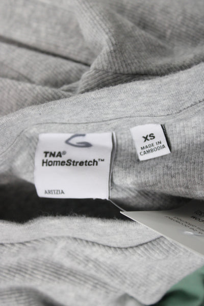 TNA Womens Gray Basic Long Sleeve Crewneck T-Shirt 94% Cotton Size XS