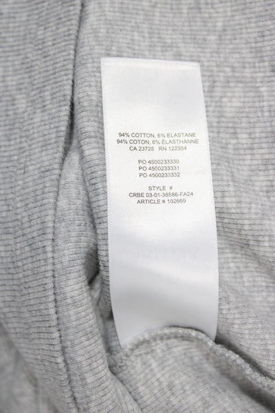 TNA Womens Gray Basic Long Sleeve Crewneck T-Shirt 94% Cotton Size XS