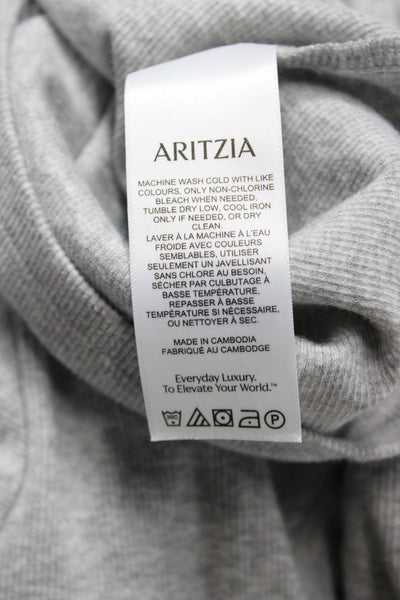 TNA Womens Gray Basic Long Sleeve Crewneck T-Shirt 94% Cotton Size XS