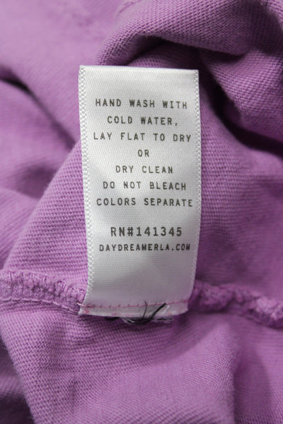 Daydreamer Women Cropped Purple Boho T-Shirt Short Sleeve Size XS