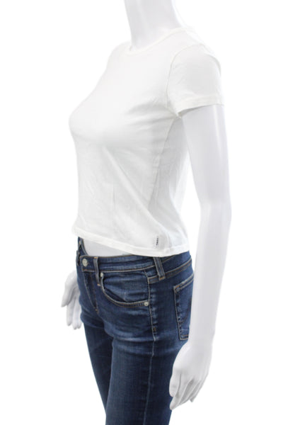 TNA Women Basic White Cotton Crew Neck T-Shirt Short Sleeve Size 2XS